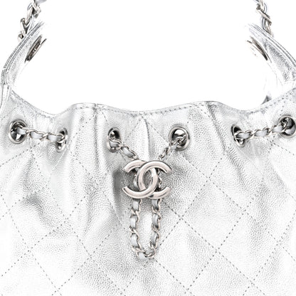 Chanel Metallic Caviar Quilted Mini Chanel 25 Handbag Silver 8 of 10
