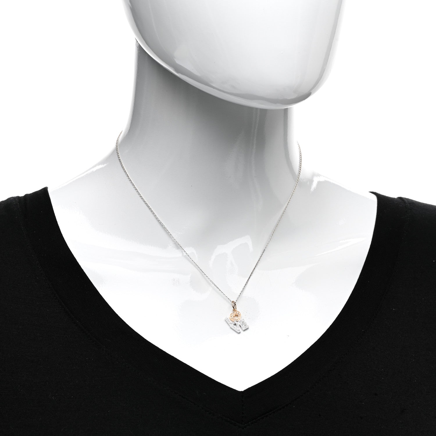 Tiffany Sterling Silver 18K Rose White Gold Diamond Love Pendant Necklace 2 of 4