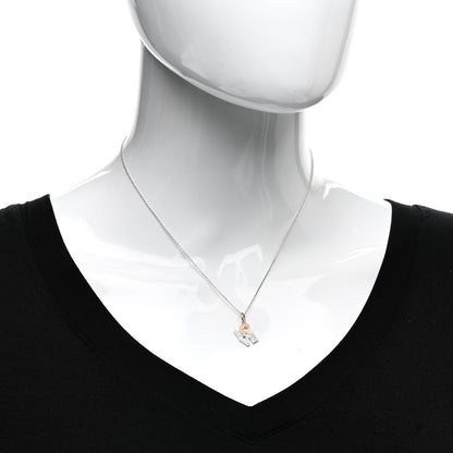 Tiffany Sterling Silver 18K Rose White Gold Diamond Love Pendant Necklace 2 of 4