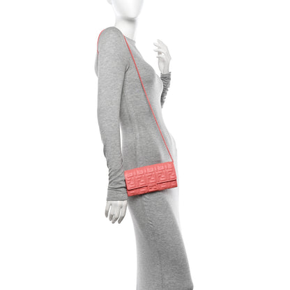 Fendi Nappa FF Embossed Continental Wallet On Chain Pink 2 of 10