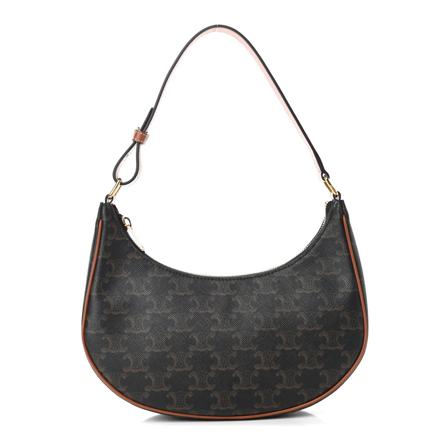 Celine Triomphe Canvas Calfskin Ava Shoulder Bag Tan 1 of 9