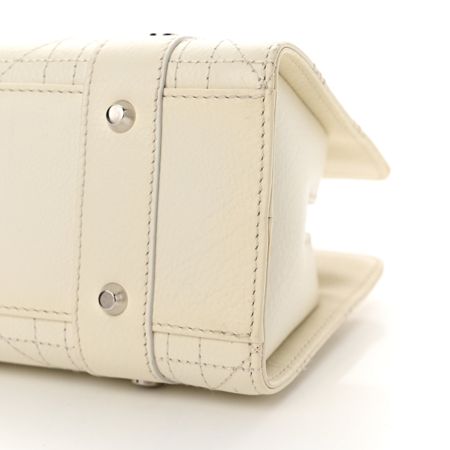 Calfskin Cannage Stitched Small East West Lady Dior White