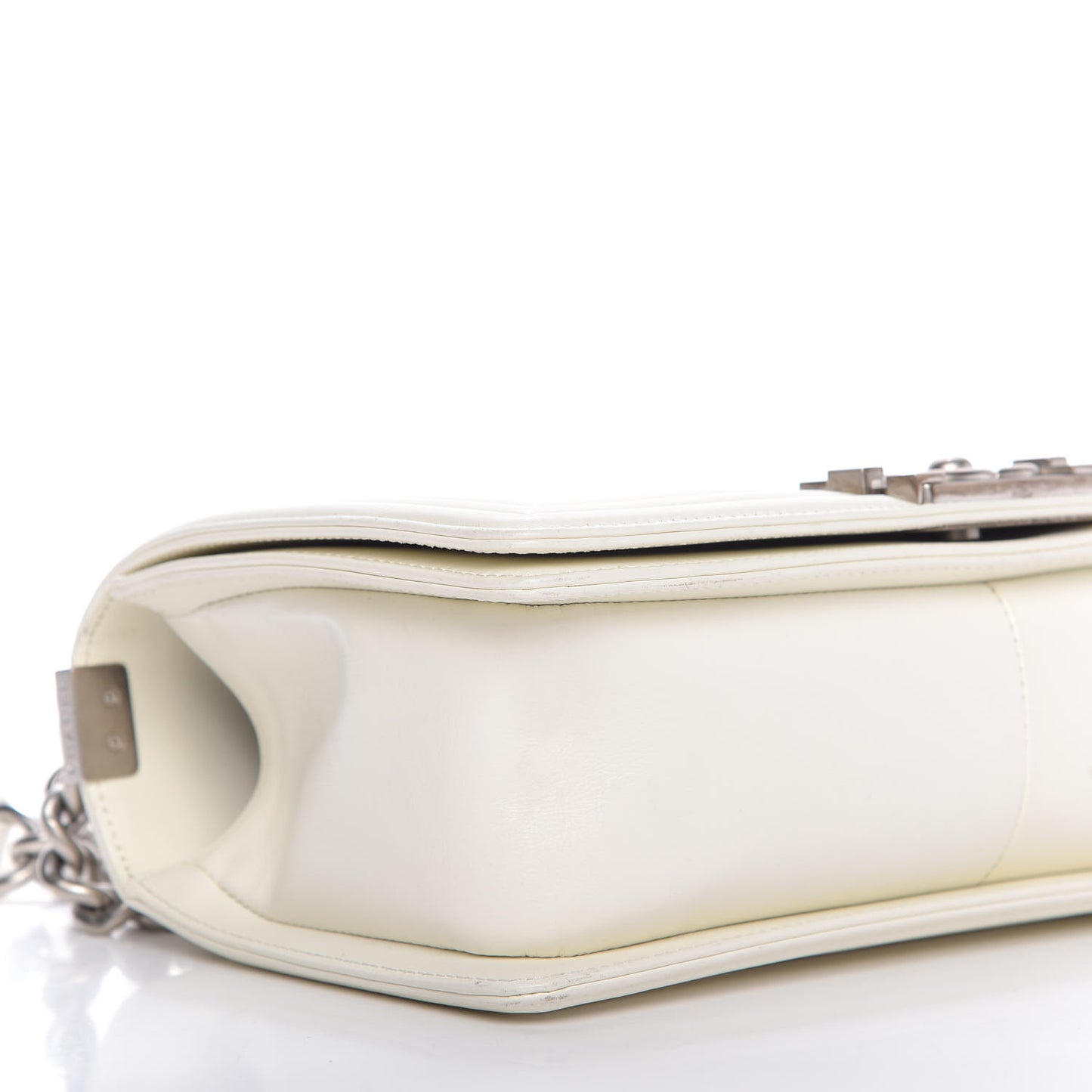 Calfskin Quilted Medium Boy Flap White