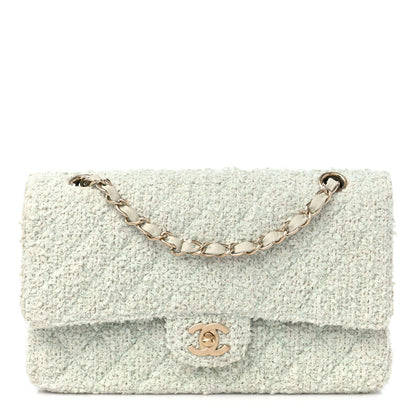Chanel Tweed Quilted Medium Double Flap Light Turquoise 1 of 19