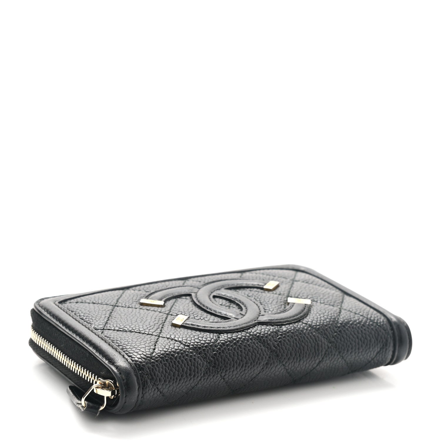 Chanel Caviar Quilted Medium Filigree Zip Around Wallet Black 3 of 9