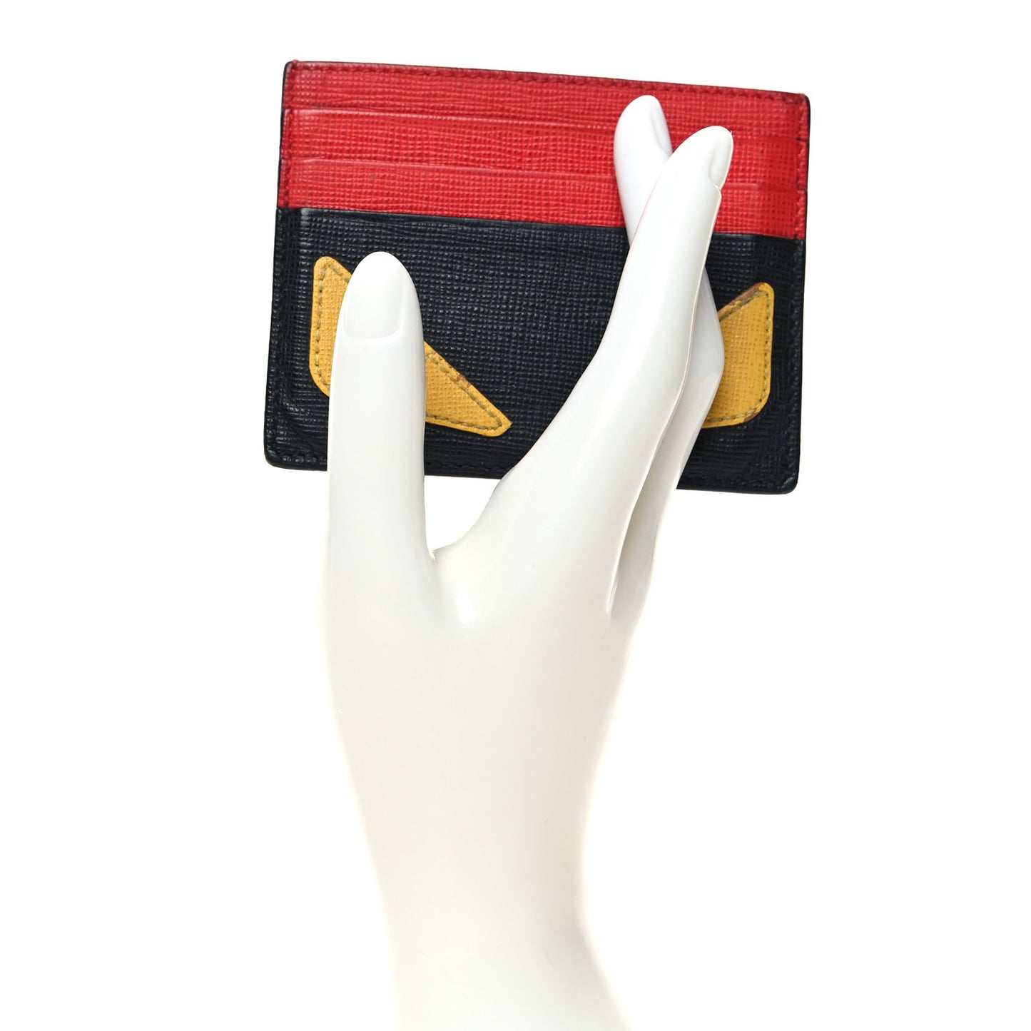 Vitello Elite Monster Eyes Inlay Card Holder Black Giallo Rosso