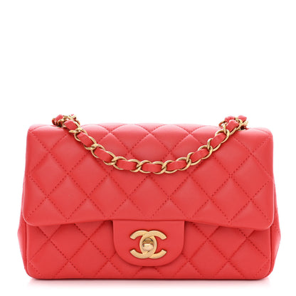 Chanel Lambskin Quilted Mini Rectangular Flap Red 1 of 10