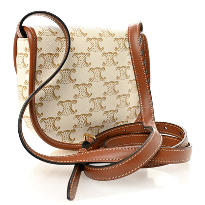 Celine Triomphe Canvas Calfskin Mini Besace Bag White 3 of 13