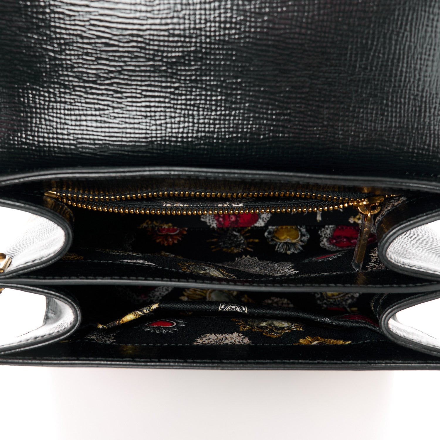 Dolce & Gabbana DOLCE GABBANA Grained Calfskin Heart Printed Welcome Satchel Black Multicolor 5 of 11
