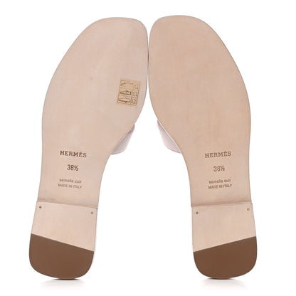 Hermes Calfskin Oran Sandals 38.5 Rose Pétale 6 of 9