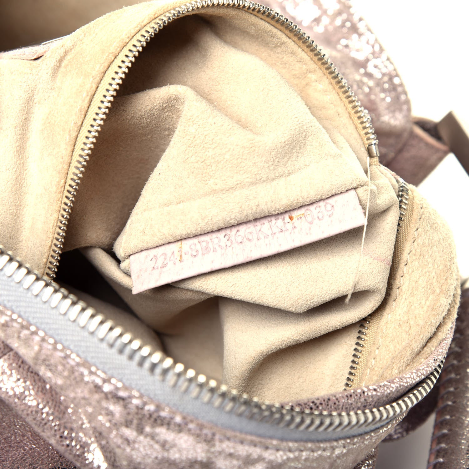 Fendi Metallic Crackled Suede Shoulder Bag Sabbia 7 of 10