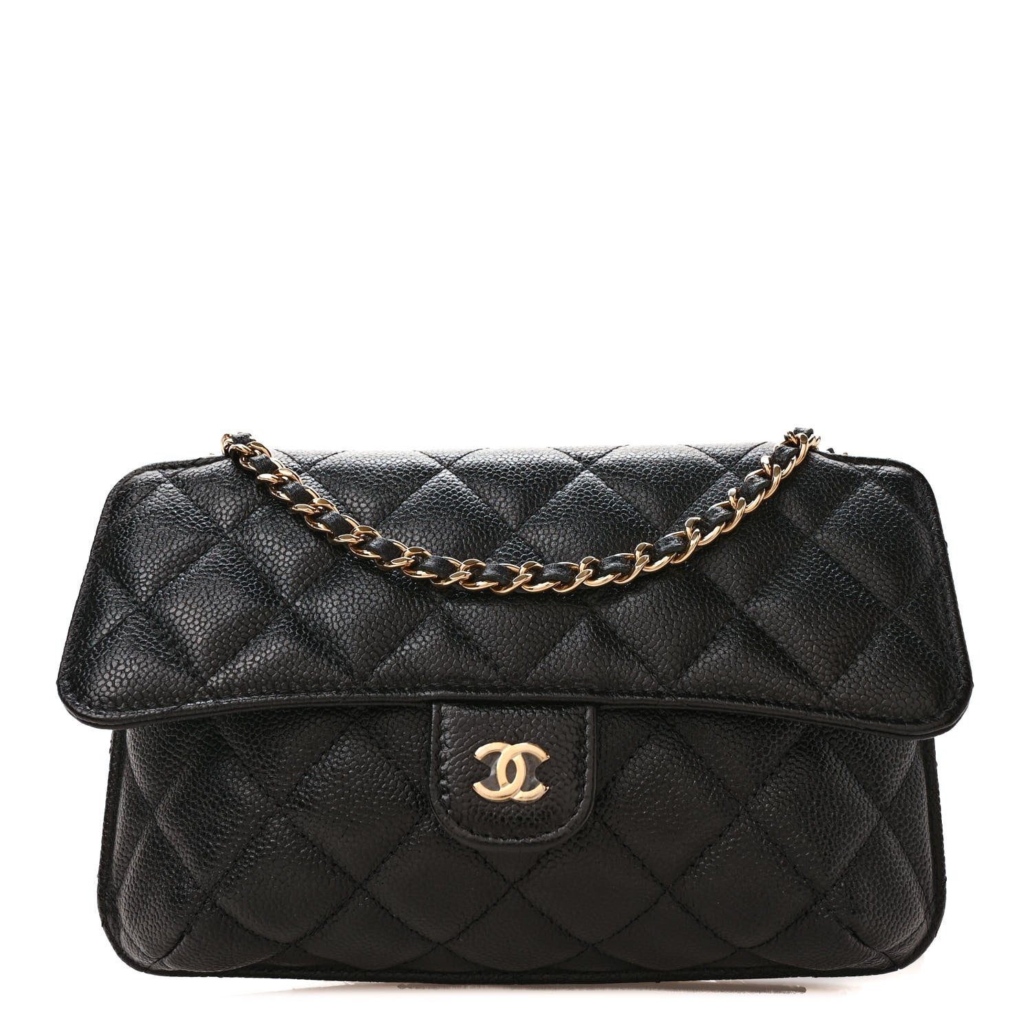 Chanel Caviar Fabric Quilted Foldable Tote With Chain Black Multicolor 1 of 14