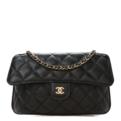Chanel Caviar Fabric Quilted Foldable Tote With Chain Black Multicolor 1 of 14