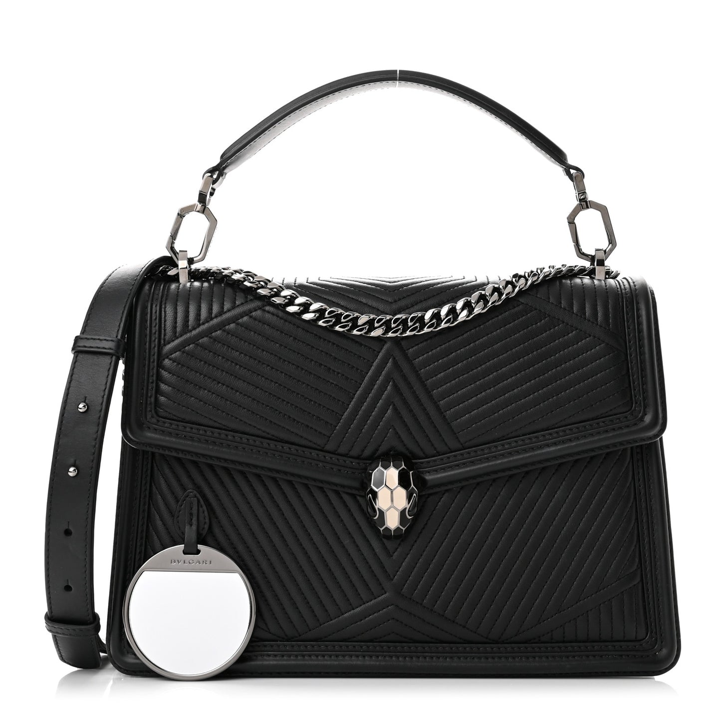 Quilted Nappa Smooth Calfskin Serpenti Forever Diamond Blast Shoulder Bag Black