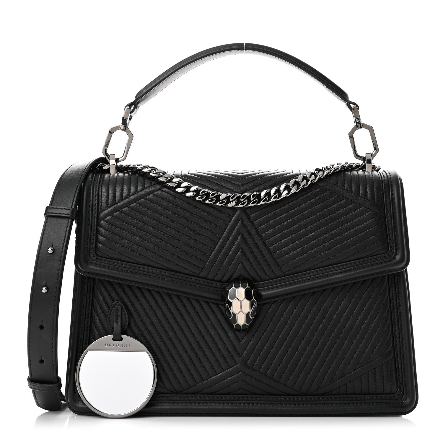 Bulgari Quilted Nappa Smooth Calfskin Serpenti Forever Diamond Blast Shoulder Bag Black 1 of 8
