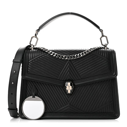 Bulgari Quilted Nappa Smooth Calfskin Serpenti Forever Diamond Blast Shoulder Bag Black 1 of 8