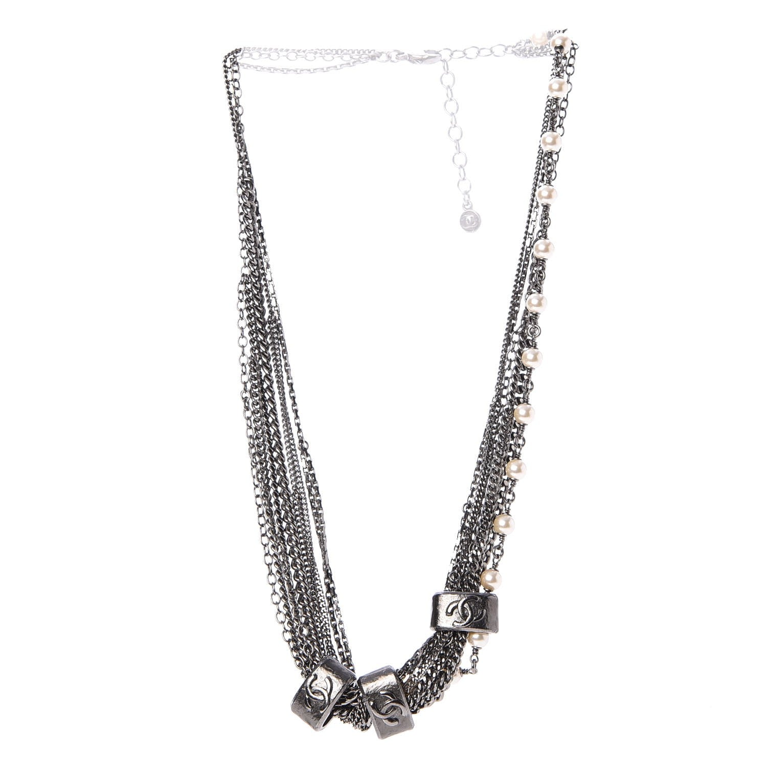 Chanel Pearl CC Multistrand Necklace Ruthenium 3 of 7