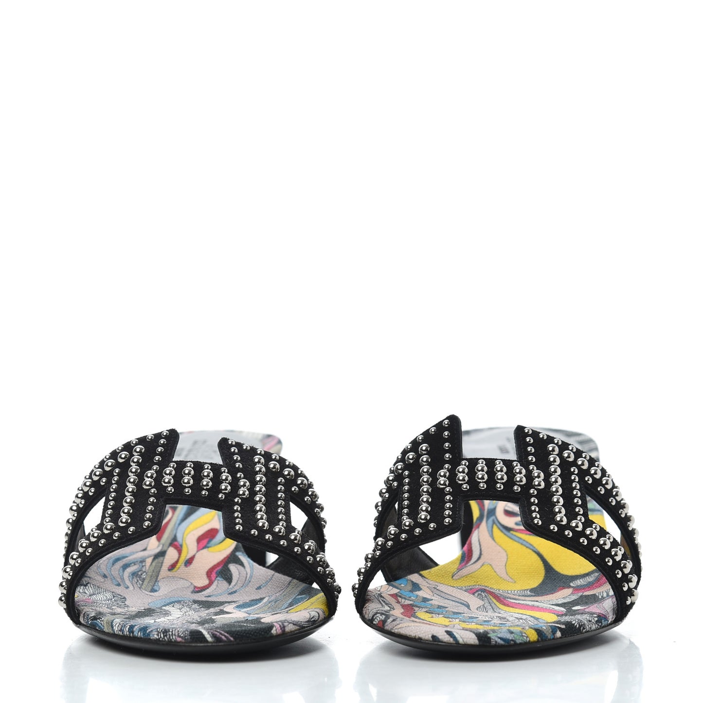 Suede Goatskin Studded Oasis Sandals 35.5 Black