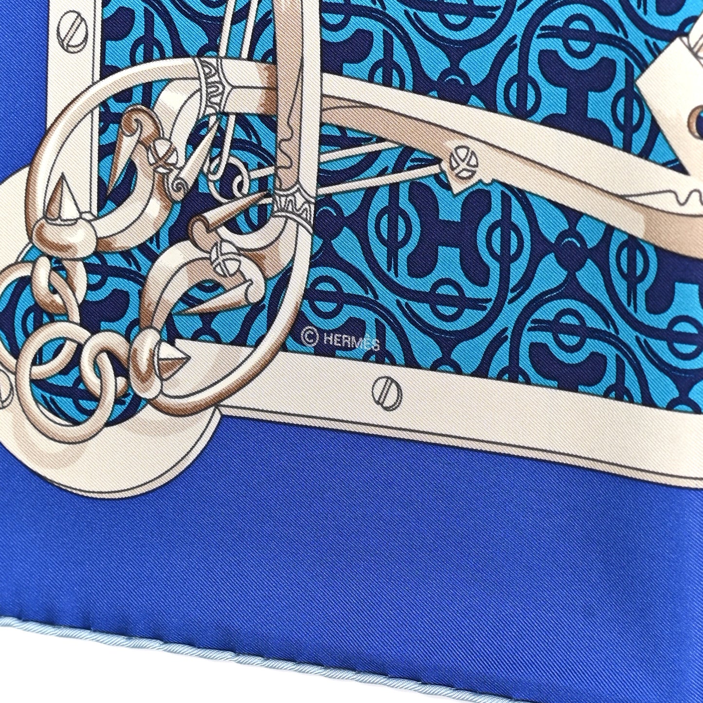 Silk Mors et Gourmettes Remix Scarf 90 Azur Cobalt Gris