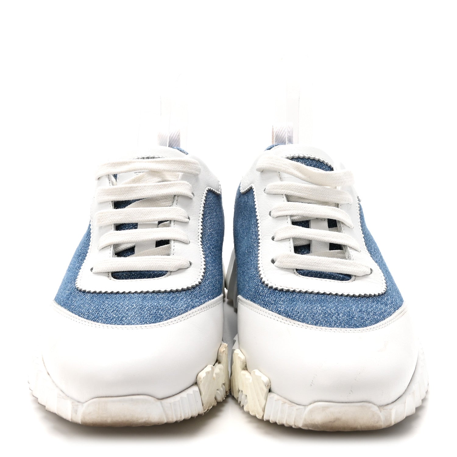 Hermes Denim Suede Goatskin Bouncing Sneakers 37 Bleu Clair White 3 of 9