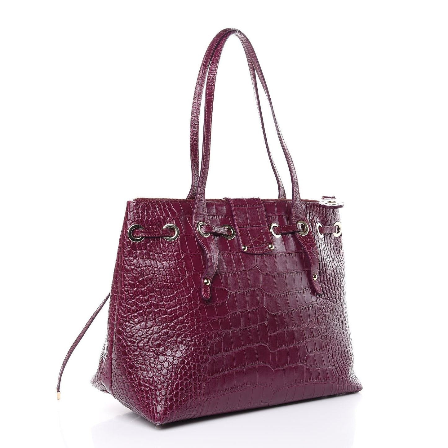 Calfskin Crocodile Embossed Medium Rhea Purple