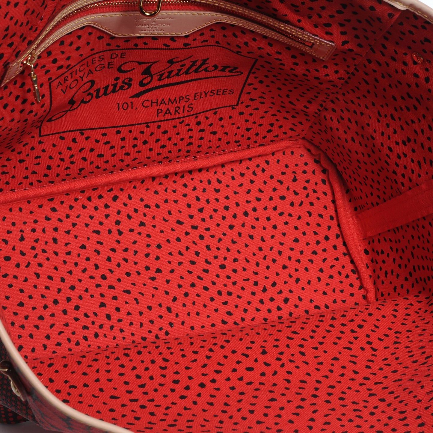 Monogram Kusama Waves Neverfull MM Red