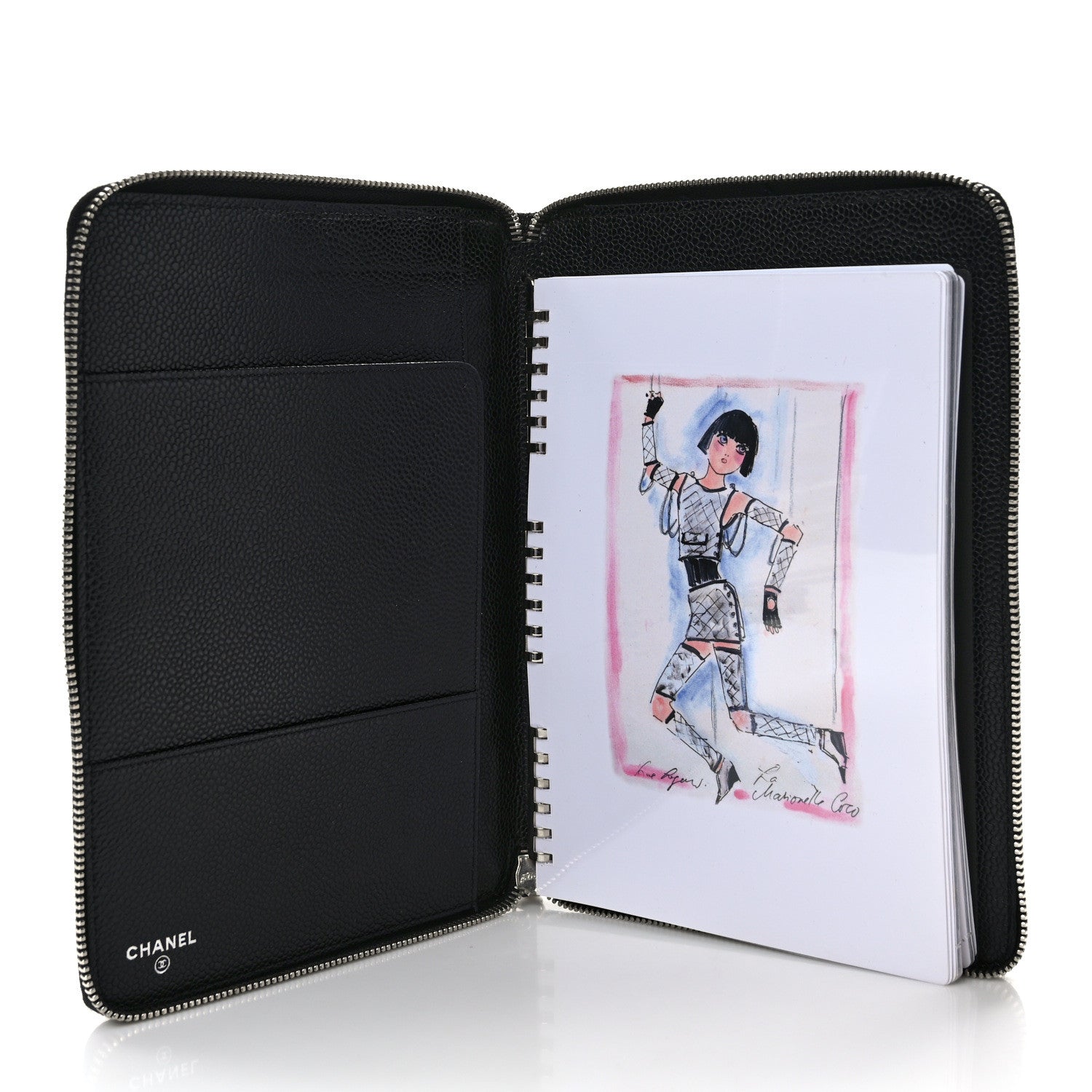 Chanel Caviar Quilted Zip Around Notebook Agenda Cover Black 5 of 6
