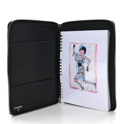 Chanel Caviar Quilted Zip Around Notebook Agenda Cover Black 5 of 6