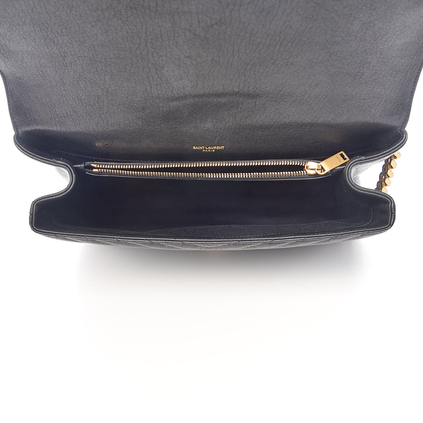 Sheepskin Matelasse Chevron Monogram Large College Satchel Black