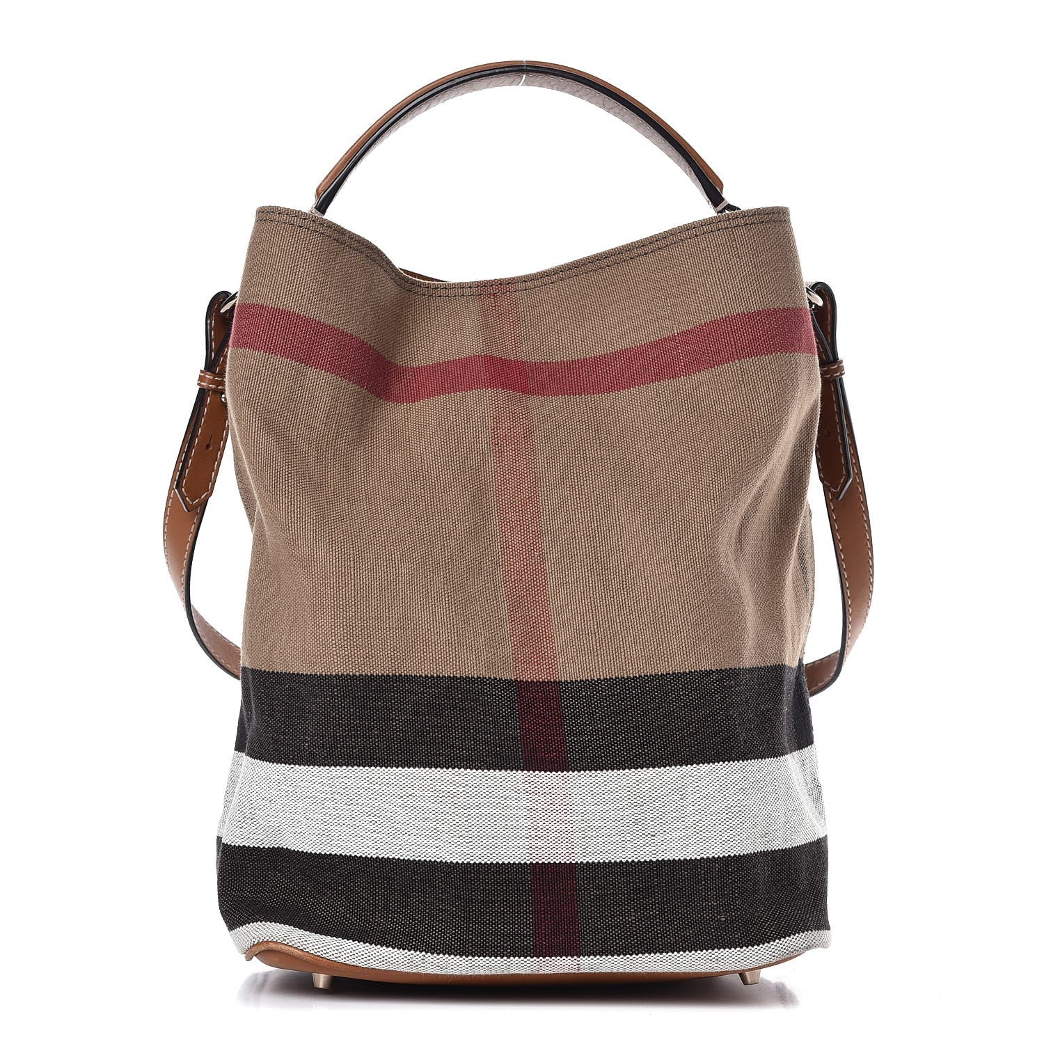 Burberry Canvas Mega Check Medium Ashby Hobo Saddle Brown 1 of 10