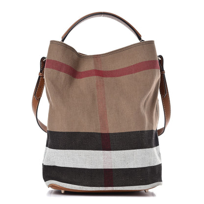 Burberry Canvas Mega Check Medium Ashby Hobo Saddle Brown 1 of 10