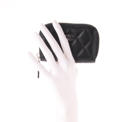 Chanel Lambskin Quilted Zip Around Coin Purse Wallet Black 2 of 7