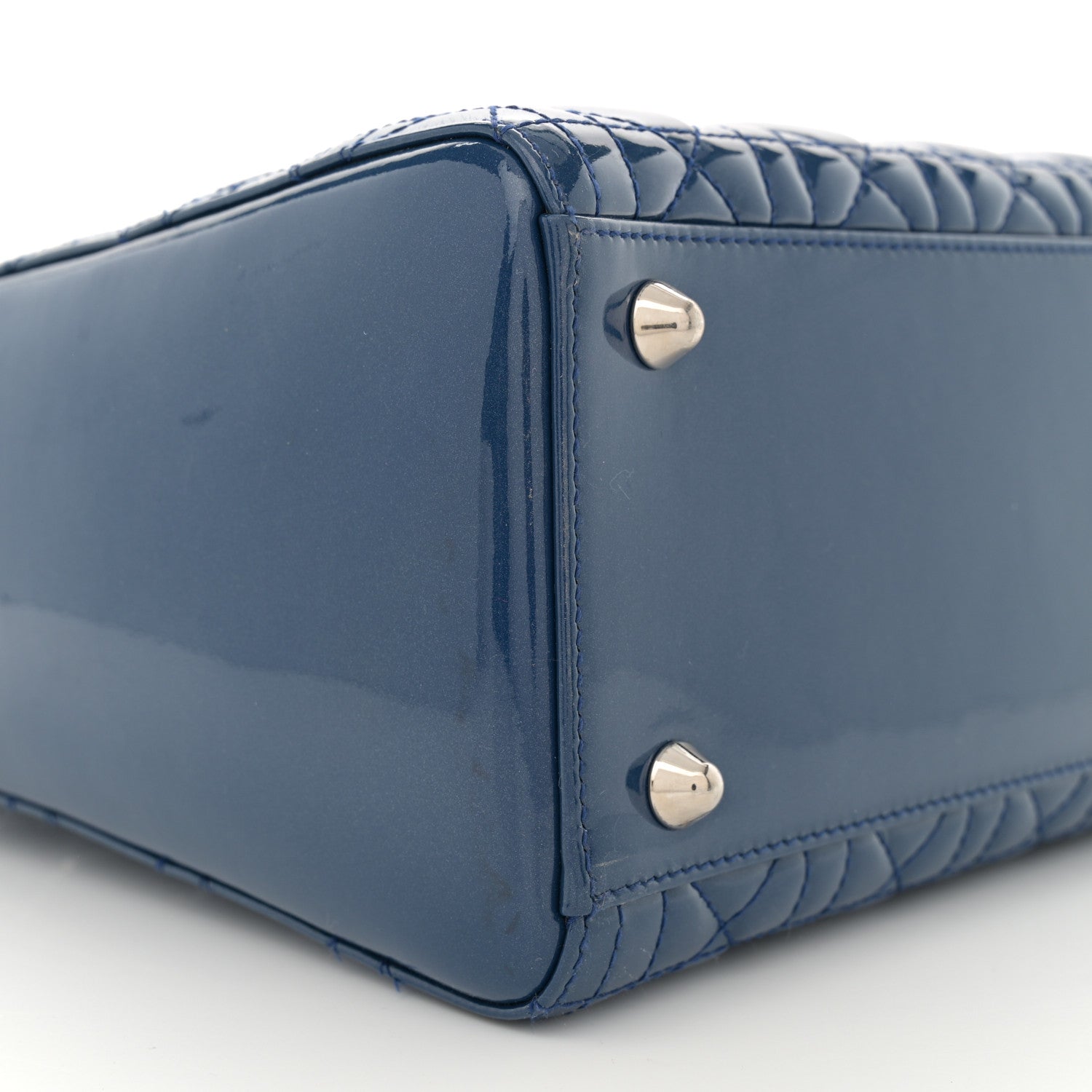 Christian Dior Patent Cannage Large Lady Dior Blue 9 of 11
