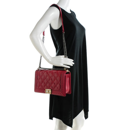 Chanel Calfskin Stitched New Medium Boy Flap Red 2 of 7
