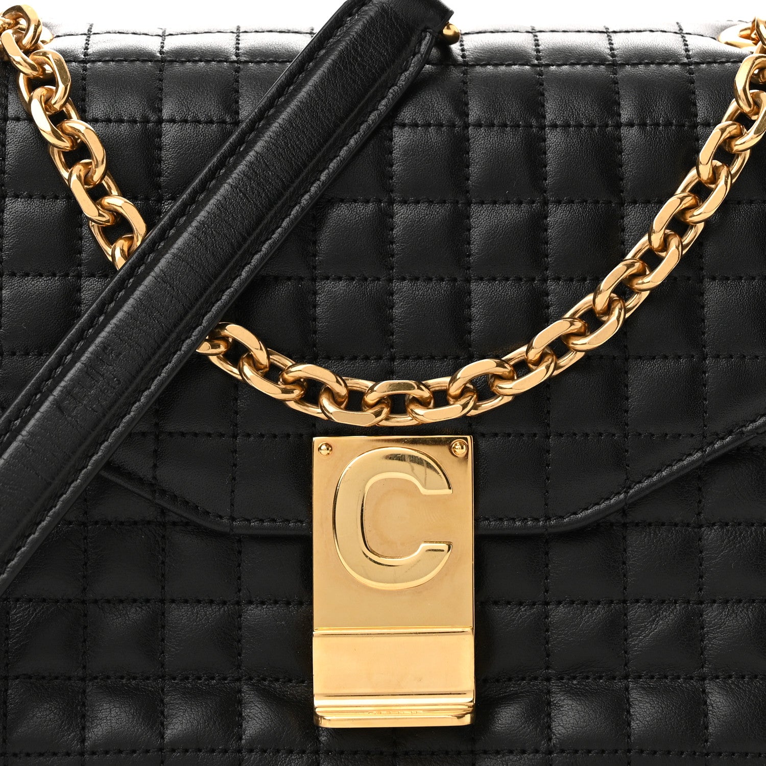 Celine Calfskin Quilted Medium C Bag Black 7 of 9