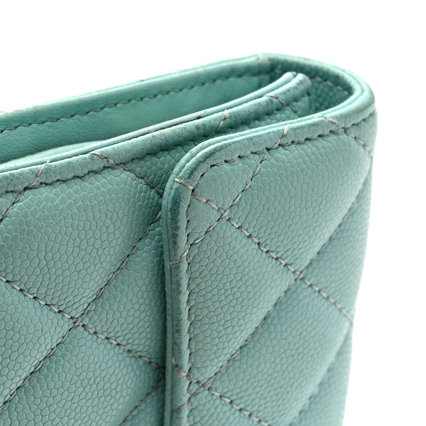 Caviar Quilted Medium Flap Wallet Light Blue