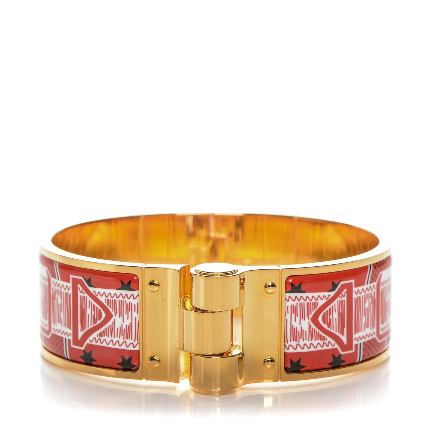 Enamel Printed Wide Eperon d'Or Bandana Hinged Bracelet M