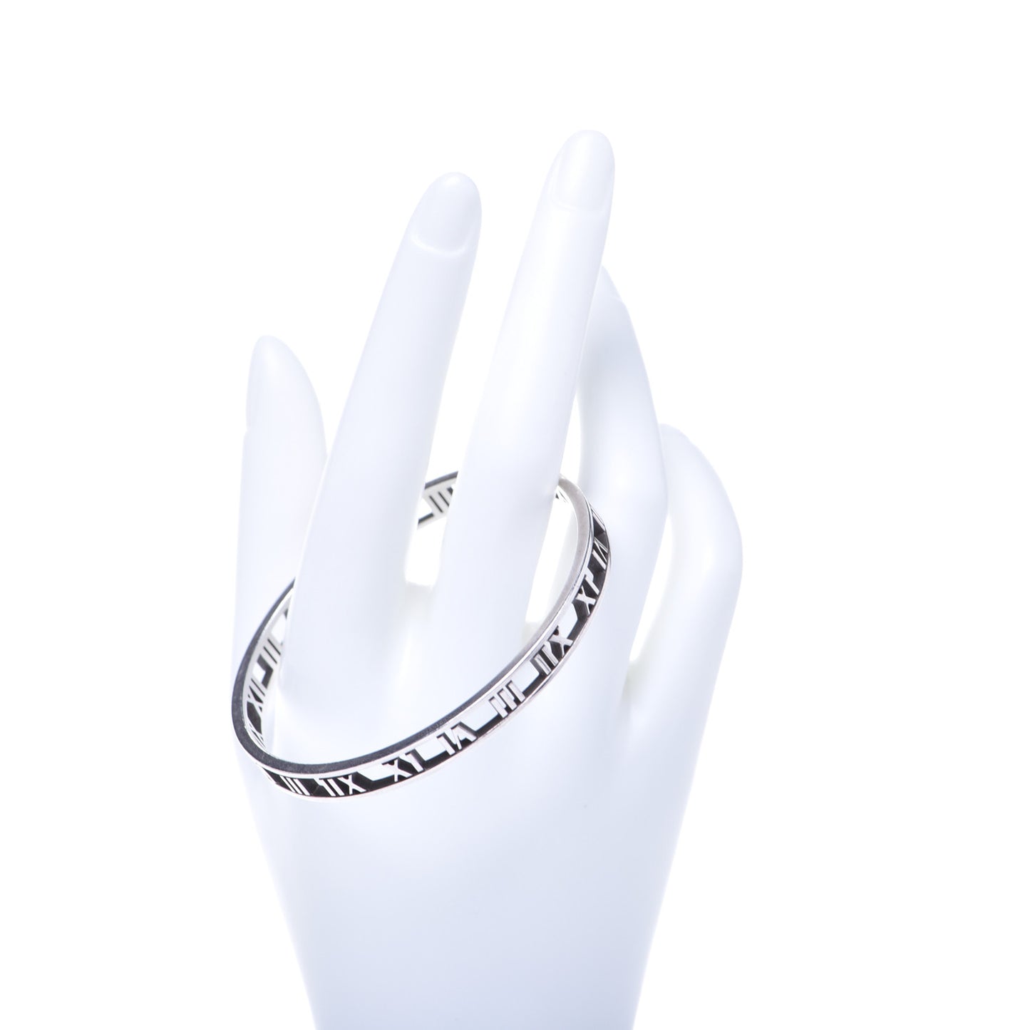 Sterling Silver Narrow Atlas Open Bangle Bracelet