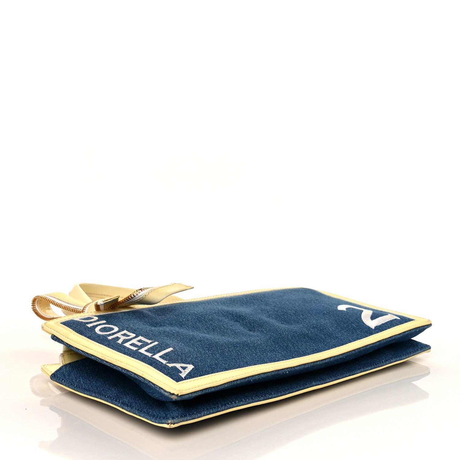 Christian Dior Denim Patent Diorella Rectangular Bag Blue 4 of 17