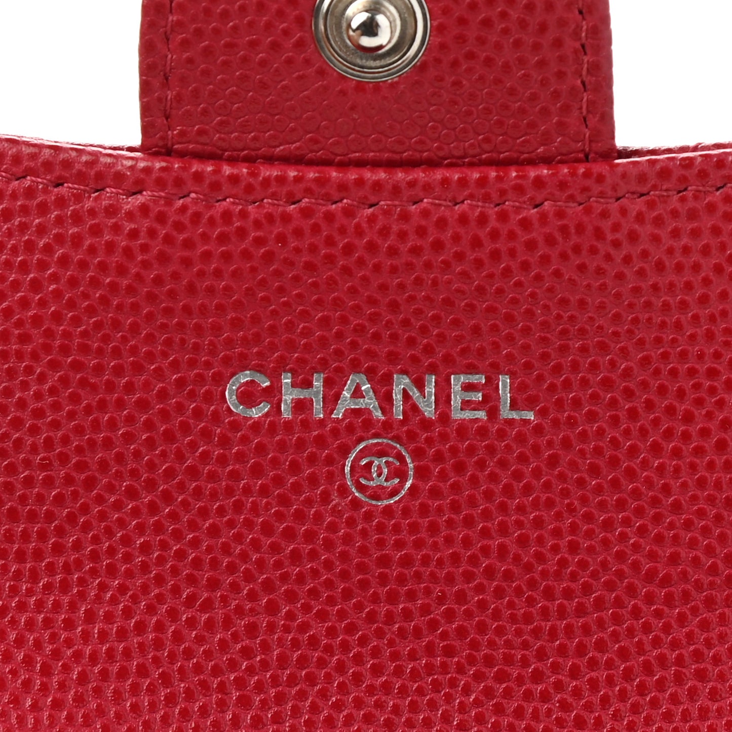 Caviar Quilted Flap Card Holder Dark Red