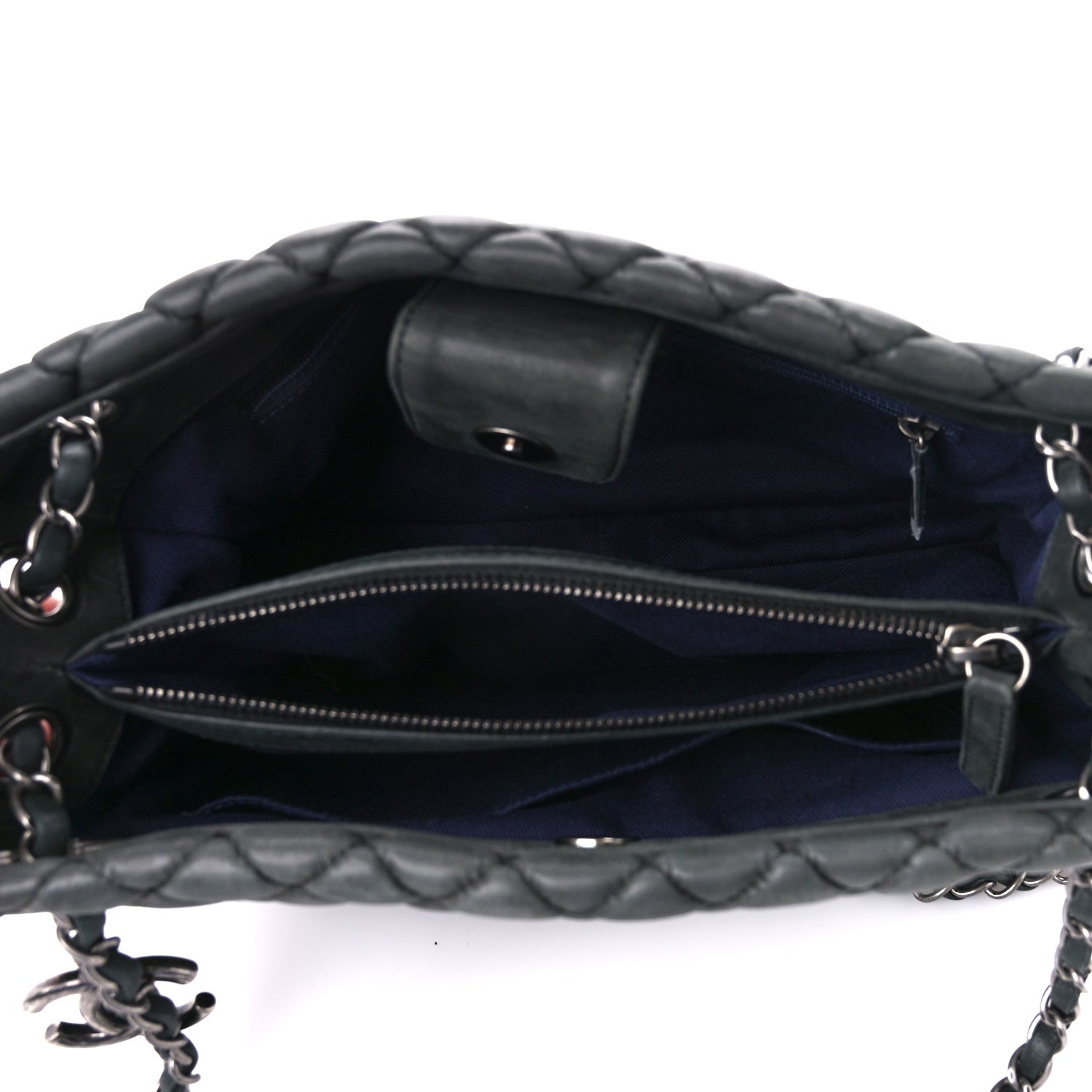 Chanel Iridescent Calfskin Small New Bubble Quilt Tote Dark Grey 5 of 10