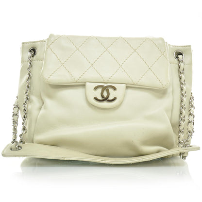 Chanel Lambskin Quilted Shoulder Flap Bag Ivory 1 of 11