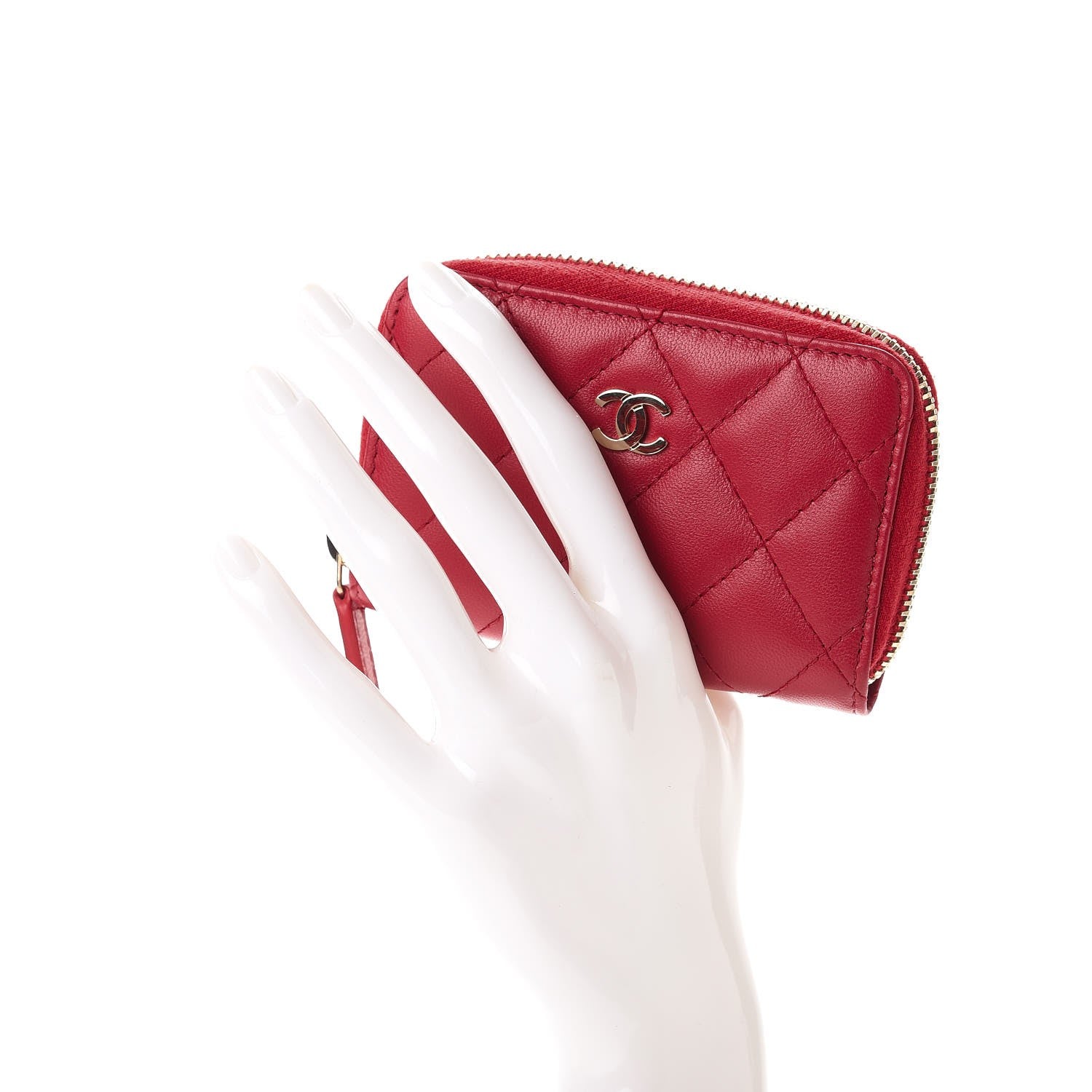 Chanel Lambskin Quilted Zip Around Coin Purse Wallet Fuchsia 2 of 7