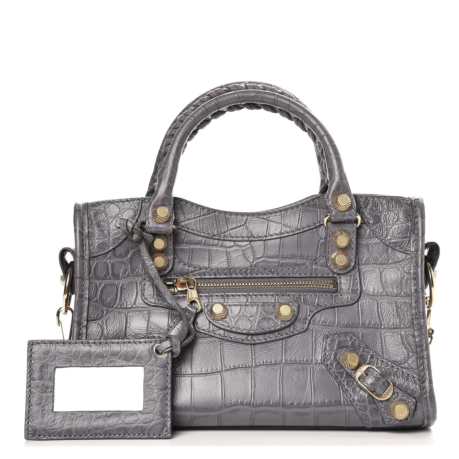 Balenciaga Calfskin Crocodile Embossed Giant 12 Gold Hardware Mini