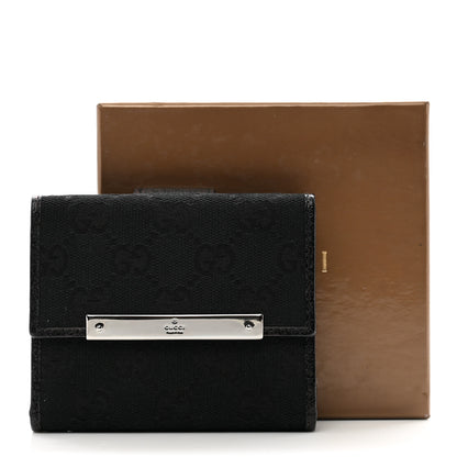 Gucci Monogram Textured Calfskin Metal Bar French Flap Wallet Black 10 of 10