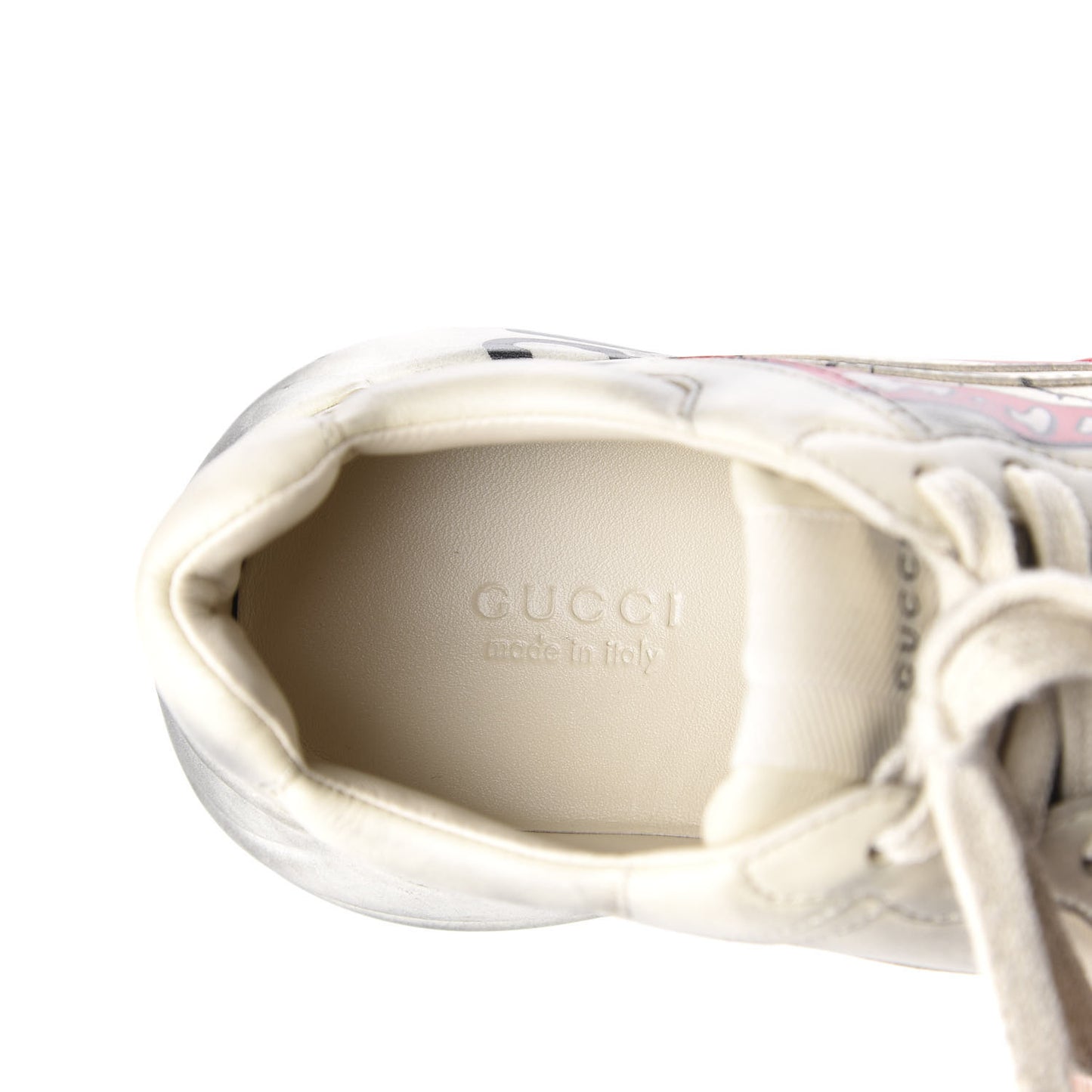 Calfskin Mouth Print Womens Rhyton Sneakers 36 Ivory