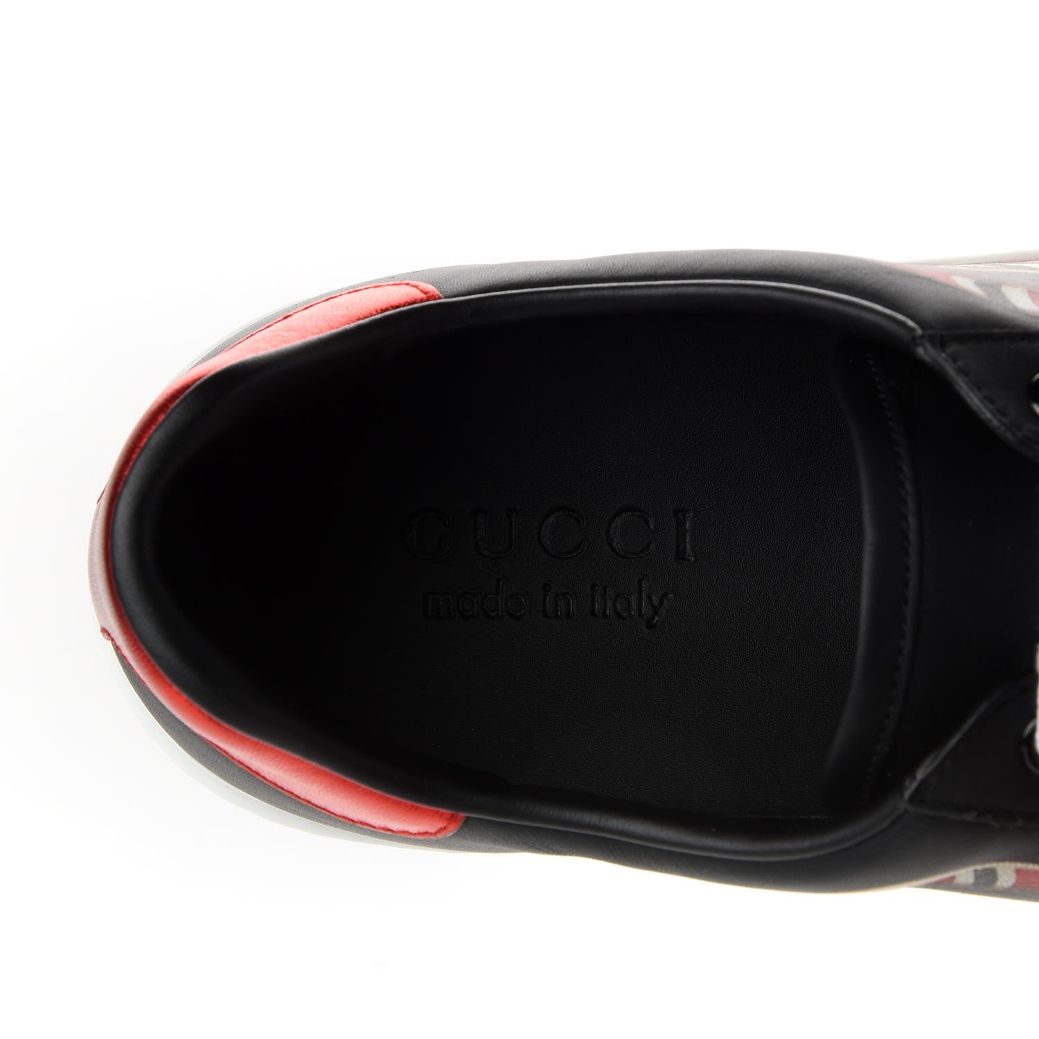 Gucci Calfskin Kingsnake Mens Ace Sneakers 8.5 Black Multicolor 8 of 11