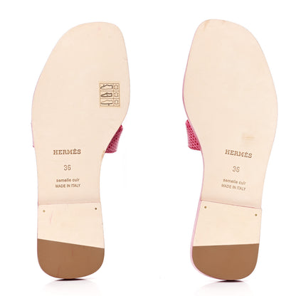 Hermes Lizard Oran Sandals 36 Fuchsia 9 of 19