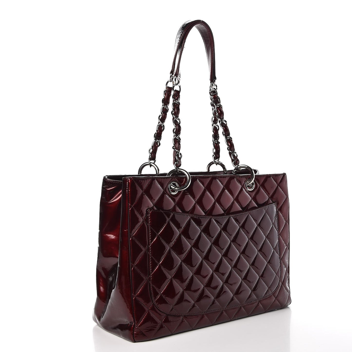 Patent Quilted Grand Shopping Tote GST Dark Bordeaux