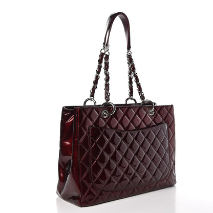 Chanel Patent Quilted Grand Shopping Tote GST Dark Bordeaux 3 of 8